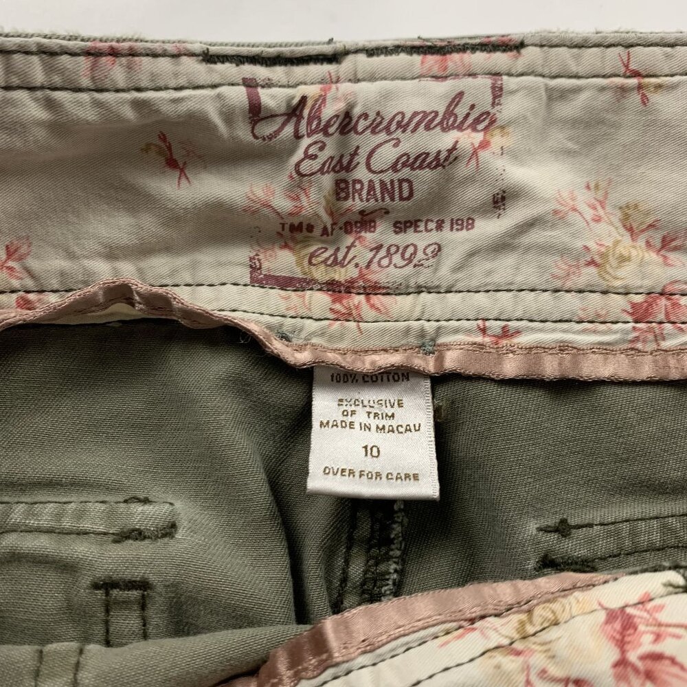 Abercrombie Olive Cotton Distressed Cargo Pant 10 - Picture 4 of 6
